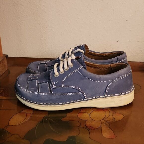 Birkenstock Bodega Woven Leather Laced Shoes L9 M7 - Picture 4 of 10